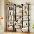 thumbnail image 6 of Casacomoda Triple Wide 6 Tier Bookshelf, Rustic Industrial Style Bookcases with 15 Open Display Shelves, Modern Tall Bookcase Furniture for Bedroom, Living Room and Home Office, Rustic Brown, 6 of 13