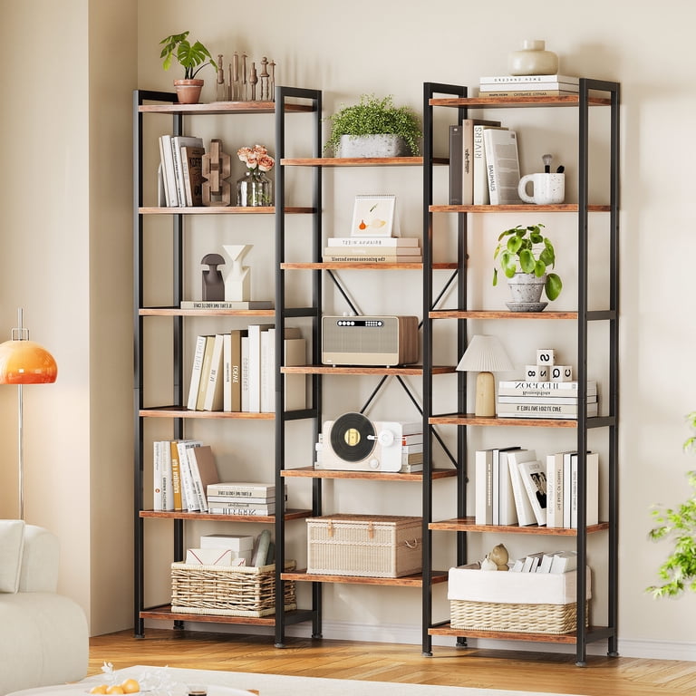 Casacomoda Triple Wide 6-Tier Bookshelf, Rustic Brown photo 6