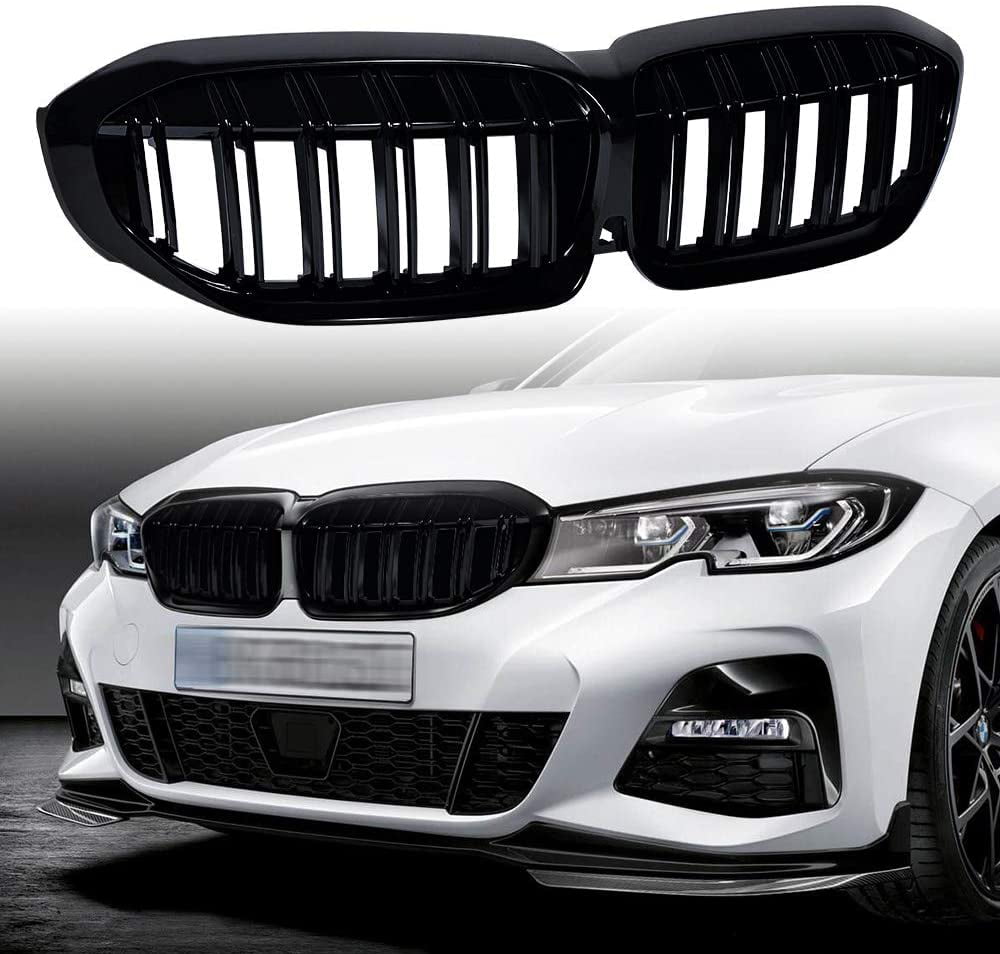 Fydun Grilles Kidney Grille Replacement Glossy Black Front Kidney Grille Grill Matte Black Double-line Front Bumper Grill Grille for 3 series E36 92-96 51138122237