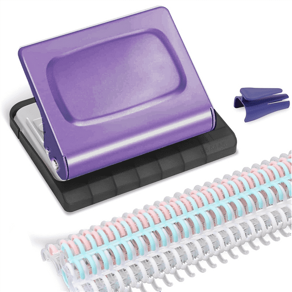 10 Hole Punch Binding Machine for Planners, with 10 Multi-Color Binder Rings, 30 Holes on A4, 20 Holes on A5