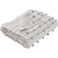 thumbnail image 2 of Veria 60 x 70 Cotton Throw with Pompom Stripe Design The Urban Port, Cream- Saltoro Sherpi, 2 of 5