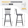 thumbnail image 6 of Dayalane Windsor Bar Stools Set of 4, 26" Farmhouse Wooden Counter Height Barstools with Spindle Back & Footrest, Armless Kitchen Island Stools for Bistro, Pub, Breakfast Bar,Black, 6 of 8