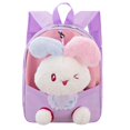 thumbnail image 4 of GobdXE Back To School Unisex Student Detachable Plush Bunny Doll Mini Backpack Color Contrast Nylon Lightweight Daily Daypack Size:One Size, 4 of 4