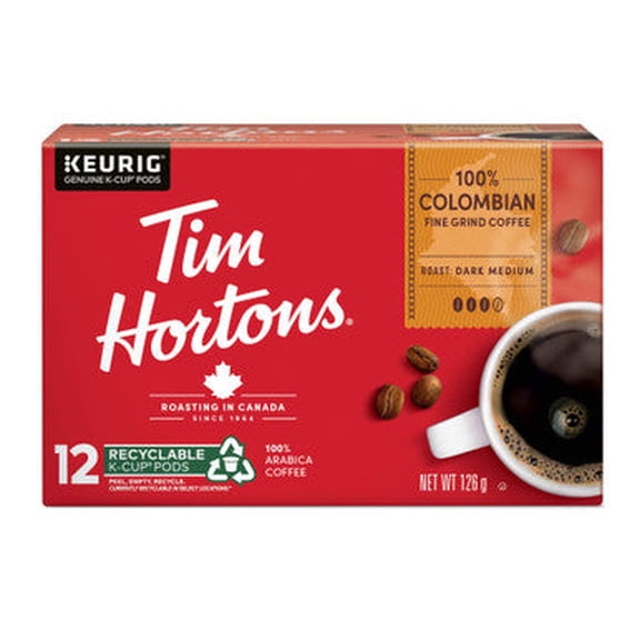 Tim Hortons 100% Colombian Single Serve K-Cups, 12 count