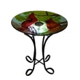 thumbnail image 2 of SOLAR LED FLORAL GLASS BIRD BATH WITH STAND - CARDINAL, 2 of 3
