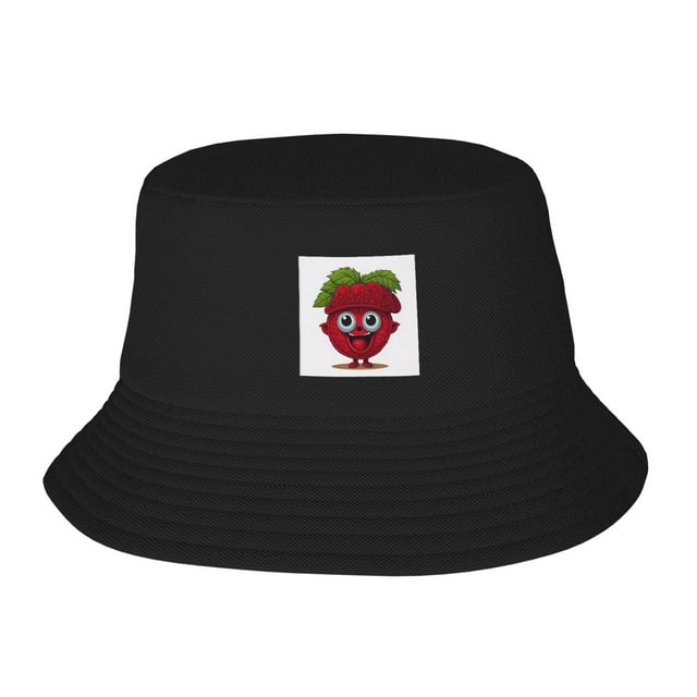 ZICANCN Seau Hat Unisexe pour Hommes Femmes, Raspberry Mode Pêche Casquette de Pêcheur Mignon Hat, Noir