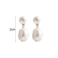thumbnail image 5 of SmartBy 1 Pair Women Stud Earrings White Faux Pearl Dangling Drop Earrings Baroque Style Daughter Bridesmaid Dangle Earrings, 5 of 6