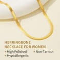 thumbnail image 6 of FindChic 14K Gold Plated Necklace for Women 3mm Herringbone Choker Snake Chain Birthday Mothers Day Jewelry Gifts Her Mom Wife Lady Female Adults Age Ideas, 15inch, 6 of 9