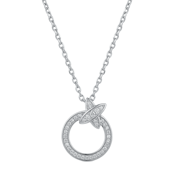 DA VELLARO - Elegant Circle Pendant Necklace with Marquise Accent – Sparkling Cubic Zirconia Chain Jewelry for Women
