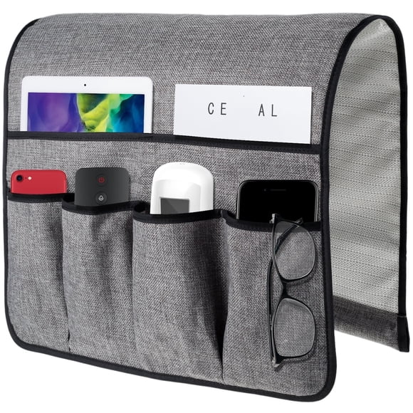 Sofa Armrest Organizer 6 Pockets Non Slip Couch Caddy Magazine Remote Holder (grey )