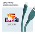 thumbnail image 5 of Powertek Ultra 6ft USB-A to Lightning Cable, Teal, Silicone with PVC Mesh Jacket, Steady Data Transfer, MFi Certified Charging Cable, 5 of 6