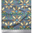 thumbnail image 1 of Soimoi Polyester Crepe Fabric Floral & Ogee Damask Decor Fabric Printed Yard 42 Inch Wide, 1 of 1