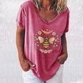 thumbnail image 2 of Pompotops Mode Femmes T-Shirt Imprimé Col Rond Manches Courtes Tee Décontracté Blouse, 2 of 4
