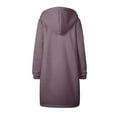 thumbnail image 5 of Fgnfyis Women Autumn Winter Casual Long Zip Up Hooded Jacket with Drawstring and Pockets Solid Color Coat Purple S, 5 of 5