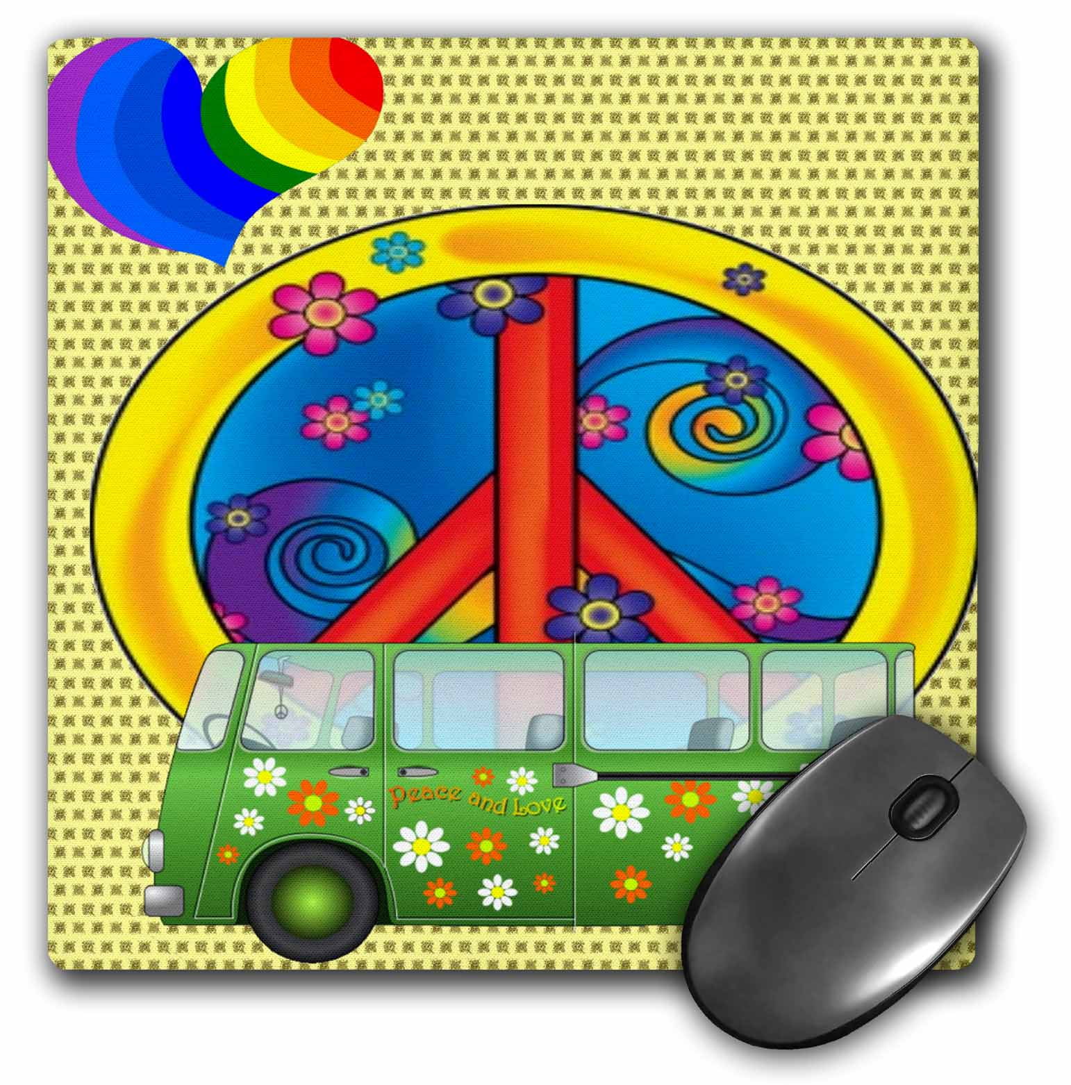 Download 3drose The 60s Peace Love Flower Power Van And Peace Sign Art Mouse Pad 8 By 8 Inches Walmart Com Walmart Com