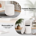 thumbnail image 4 of GEEYOO Modern Round Vanity Storage Stool,Sherpa Upholstered Ottoman with Foldable Backrest and Removable Lid,Comfy Makeup Stool for Bedroom Living Room,Beige, 4 of 6