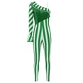 thumbnail image 3 of inhzoy Womens Christmas Candy Cane Jumpsuit Long Sleeve Striped Bodysuit Leotard for Xmas Party Green-B XL, 3 of 7