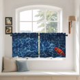 thumbnail image 2 of Navy Blue Ocean Waves Tier Curtains 24 Inch Length, Red Boat Coastal Cafe Short Curtains for Bathroom Over Sink, Small Kitchen Curtain Light Filtering Tiered Drapes 2 Panels 27.5"Wx24"L, 2 of 8