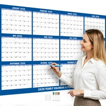 2026 Dry Erase Wall Calendar - 24"x34" Laminated Reversible Horizontal & Vertical Poster | 12 Month Full Year One Planner for Office Family (Blue)