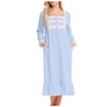 thumbnail image 2 of Pompotops Robe Décontractée pour Femme à Manches Longues, Col Carré, Mi-Mollet, Tenue de Détente pour la Maison en Solde, 2 of 4