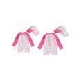 thumbnail image 2 of BemeyourBBs Toddler Baby One Piece Swimsuit with Sunhat Set Infant Girl Bathing Suit Long Sleeve Rash Guard Floral Bow Strawberry Print Half Zipper Swimwear Summer Beachwear, 2 of 9
