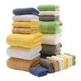 thumbnail image 3 of Long Staple Bath Towel Set Super Absorbent Soft Quick Drying 3 Piece Square Design for Spa and Home, 3 of 5