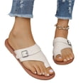 thumbnail image 4 of Commforr Sandales de Plage pour Femmes Sandales Plates pour Femmes Sandales Larges pour Femmes Sandales à Enfiler pour Femmes Mode Rétro Boucle Ajustable Confortables Plates Légères Semelle de Propreté Sandales de Plage pour Dames Beige 7, 4 of 8