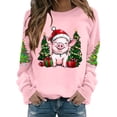 thumbnail image 2 of Ugly Noël Chandail Femme Chandail à Capuche Imprimé Col Rond Manches Longues Drôle Rose G, 2 of 5