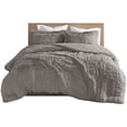 thumbnail image 1 of Ensemble de Housse de Couette en Fourrure Shaggy Solide Polyester Gris, 1 of 13