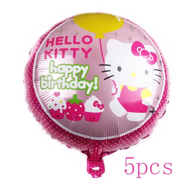 Juego de Globos de Hello Kitty para fiesta de cumpleaños de niña, set de 5 unidades de Globos de aluminio rosa, decoraciones para Baby Shower