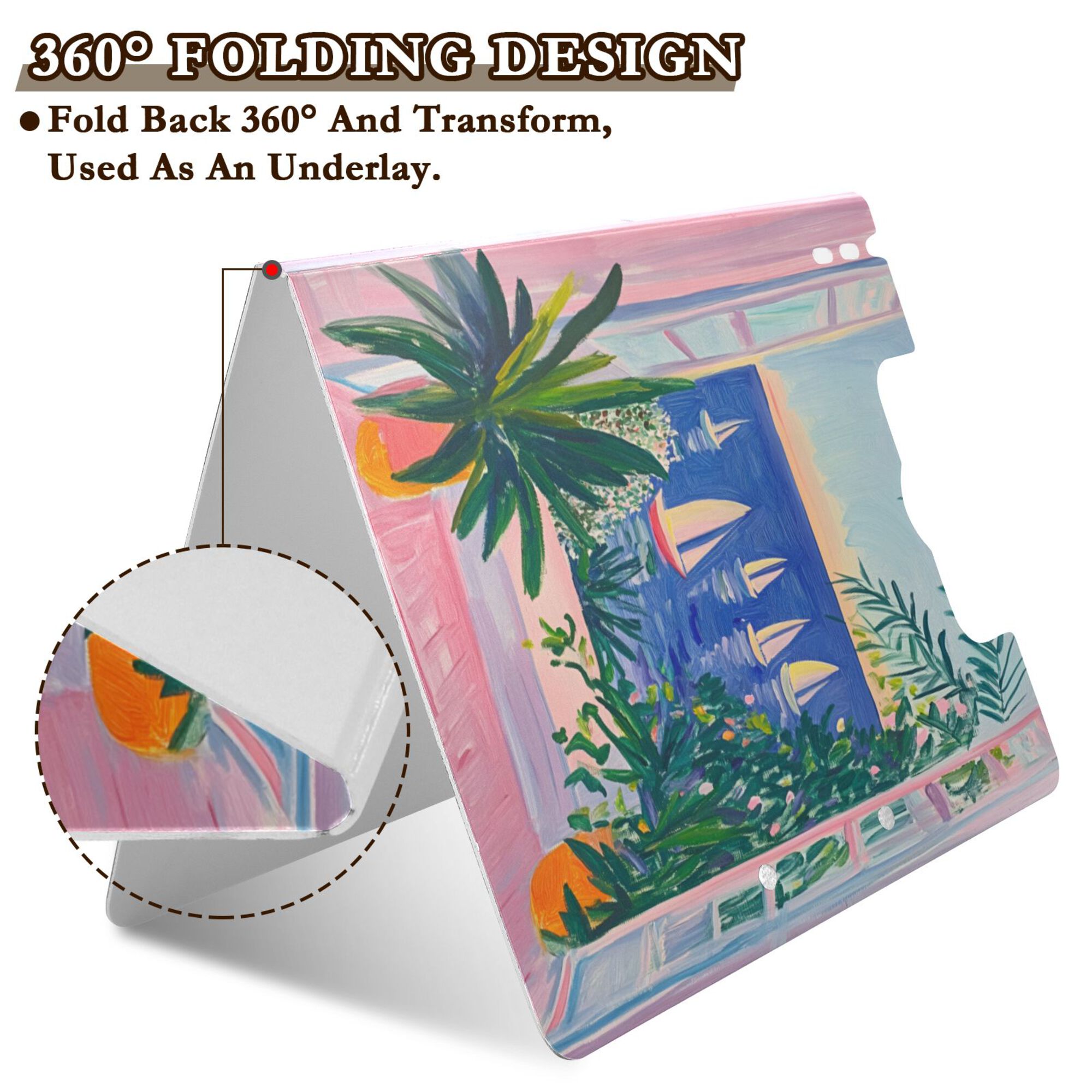 FORMRS A4 Clipboard Folder with Pen Holder Horizontal Foldable School Office Binder, Boat Seaside