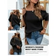 thumbnail image 6 of Xuanfei Women Square Neck Cold Shoulder Long Sleeve Slit Knit Sweater, 6 of 7