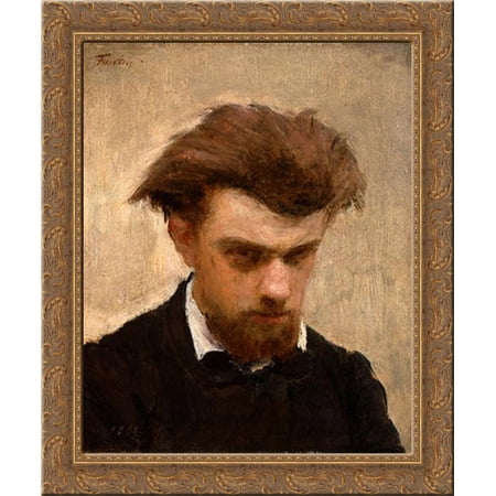 Self-Portrait 20x23 Gold Ornate Wood Framed Canvas Art by Fantin Latour, Ignace Henri Jean Theodore