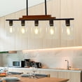 thumbnail image 3 of 2024 New Kitchen Island Lighting 5 Lights,Farmhouse Pendant Light Fixture with Clear Glass Shade - Rustic Wood Adjustable Rods Kitchen Island Lighting for Dining Room Decor, 3 of 9