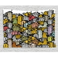 thumbnail image 1 of Urban Tapestry, Unplanned Urbanization Theme Sketched Illustration of Slums and Irregular Buildings, Wall Hanging for Bedroom Living Room Dorm Decor, 60W X 40L Inches, Multicolor, by Ambesonne, 1 of 2