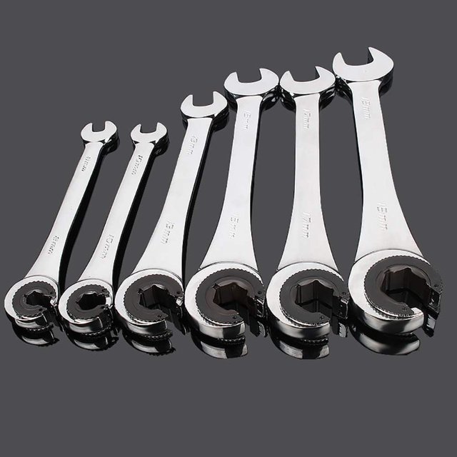 Llave de trinquete tubular - 19 mm - Doble extremo abierto - Acero al cromo vanadio - Cabezal fijo