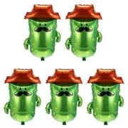 OUNONA Cactus Shaped Balloons for Party Decoration Made of Aluminium Film Assorted Color 5Pcs