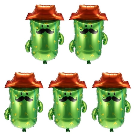 OUNONA Cactus Shaped Balloons for Party Decoration Made of Aluminium Film Assorted Color 5Pcs