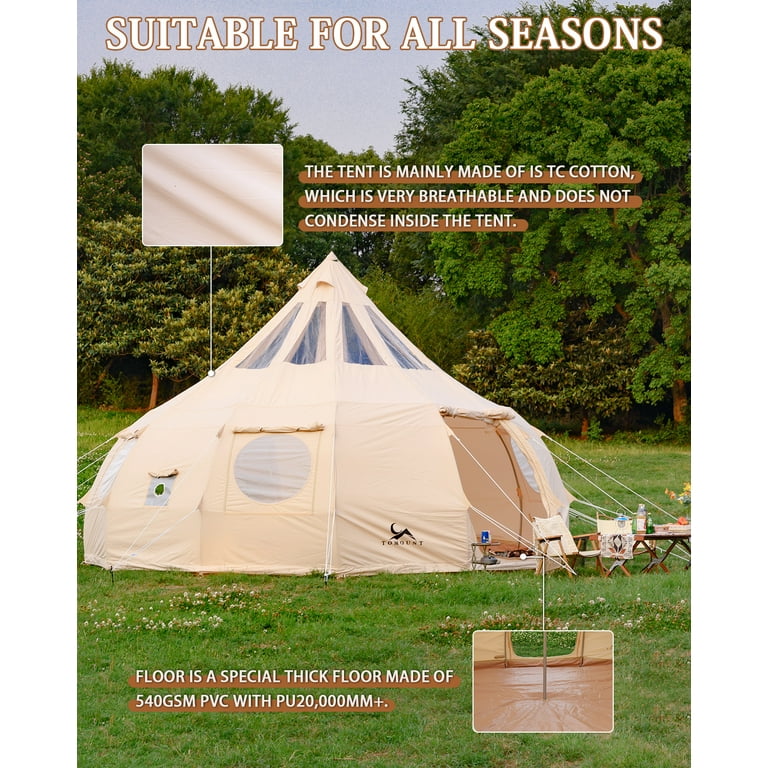 TOMOUNT Winter Season Canvas Tent with Stove Jack, Luxury