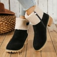 thumbnail image 6 of Winter Suede Mid Calf Boots for Women, Retro Heeled Ankle Booties with Side Zipper, Warm Comfortable Fall Footwear, 6 of 8