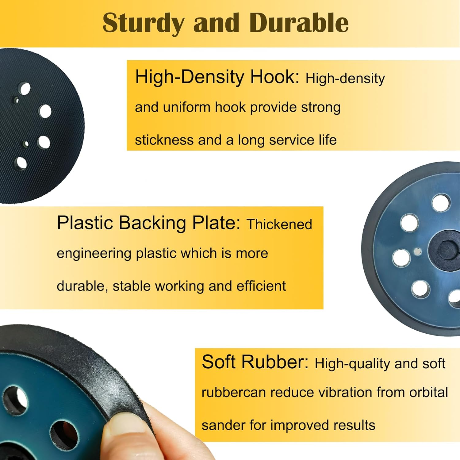 FRKSMD-2 Pack Replacement Sander Pads for 5" Dewalt Sander, 8-Hole Hook and Loop Sanding Pads for DeWalt DW420 DW421 DW422 DW423 DW426 D26451 Random Orbital Sander