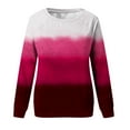 thumbnail image 4 of QUNYINEY Casual Womens Sweatshirts Crew Neck Red Long Sleeve Gradient Tops Drop Shoulder Loose Pullover Sweatshirts, 4 of 4