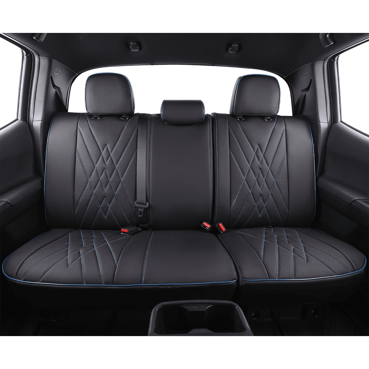 EKR Coprisedili In Pelle Per Toyota Tacoma 2024-2025 Doppia Cabina | Set Completo Nero/Grigio Per SR, SR5, TRD Sport, Off-Road