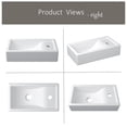 thumbnail image 3 of MEJE 16-inch corner wall hung basin, ceramic white rectangle, includes faucet & drain, right hand, 3 of 5