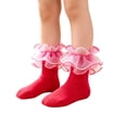 thumbnail image 3 of Multi Layer Ruffle Frilly Ankle Socks Soft Cotton Girls Dress Socks Ideal for Church Party School Matching Outfits(Hot Pink,XL), 3 of 7