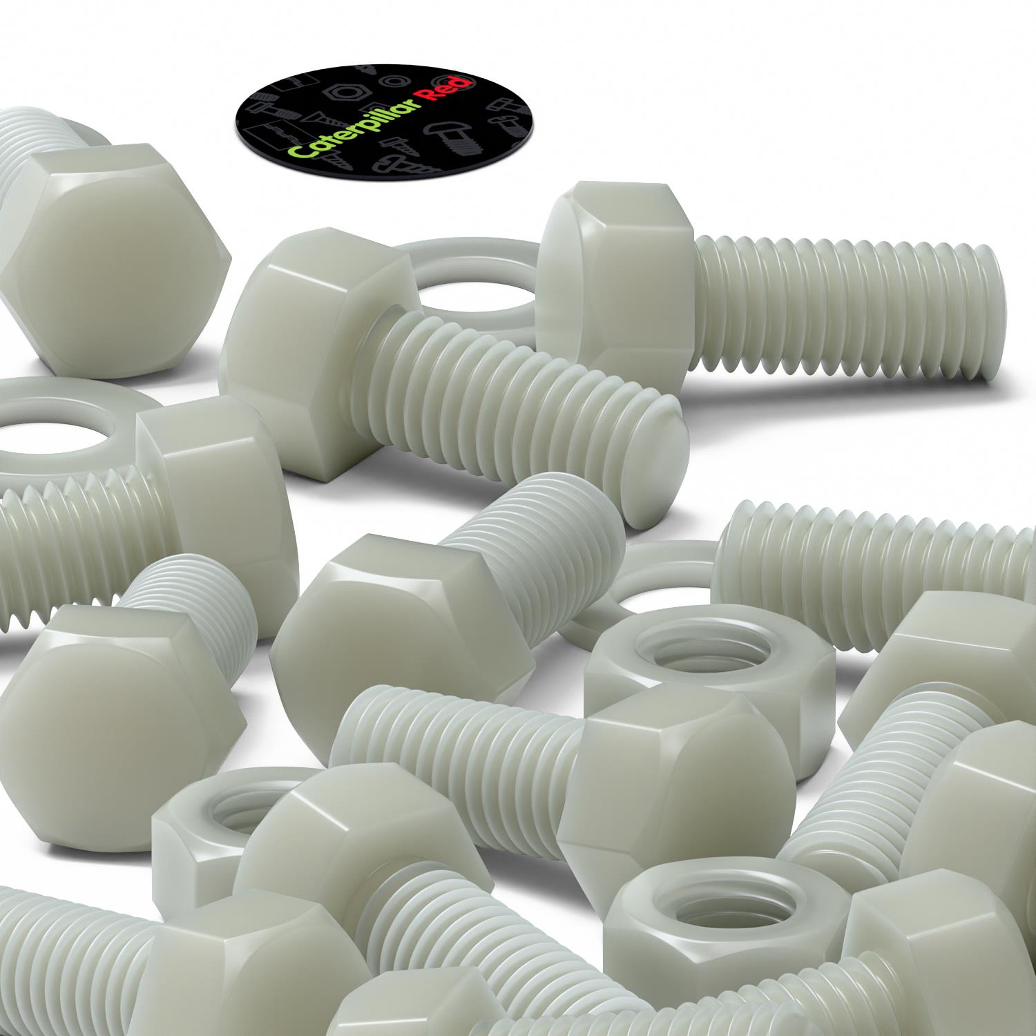 50 x Glass Filled Reinforced, Super Nylon Hex Head, M8 x 20mm, Machine Screws, Plastic Nuts and Bolts, Washers, (5/16 x 25/32 in)