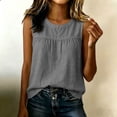 thumbnail image 4 of Noric Women's Sleeveless Tank Tops Summer Casual Crew Neck Loose Fit Solid Color with Pleated Tops, 4 of 8