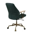 thumbnail image 6 of Vintage Top Grain Leather Swivel Office Chair, Adjustable Height Computer Chair with Wooden Armrest and 5-Stars Base, Curved Tufted Upholstered Task Chair Armchair with Ergonomic Backrest, Dark Green, 6 of 6
