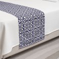 thumbnail image 2 of Ethnic Bed Runner, Traditional Pattern with Symmetric Geometric Formations, Decorative Accent Bedding Scarf for Hotels Homes and Guestrooms, Twin, Eggshell and Night Blue, by Ambesonne, 2 of 2