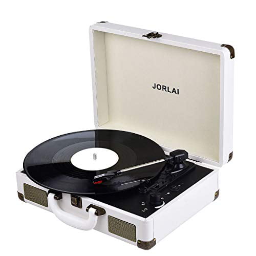 JORLAI Record Player Vinyl Bluetooth Turntable 3 Speed Vintage Record Players with Stereo Speakers Belt Driven Portable Nostalgic Phonograph Black 